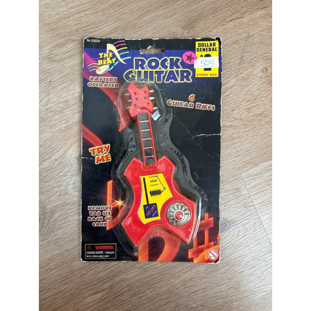 The Beat Rock Guitar Battery Operated Toy Red 6 Guitar Riffs No. 010234 NIP